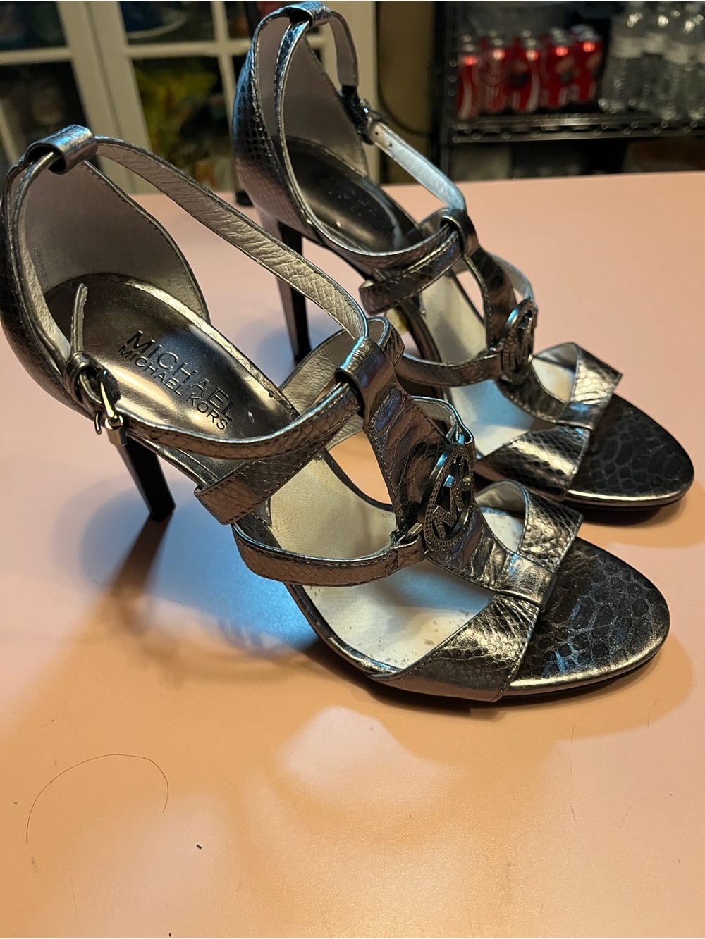 Michael Kors Slate Grey Strappy High Heel Sandals